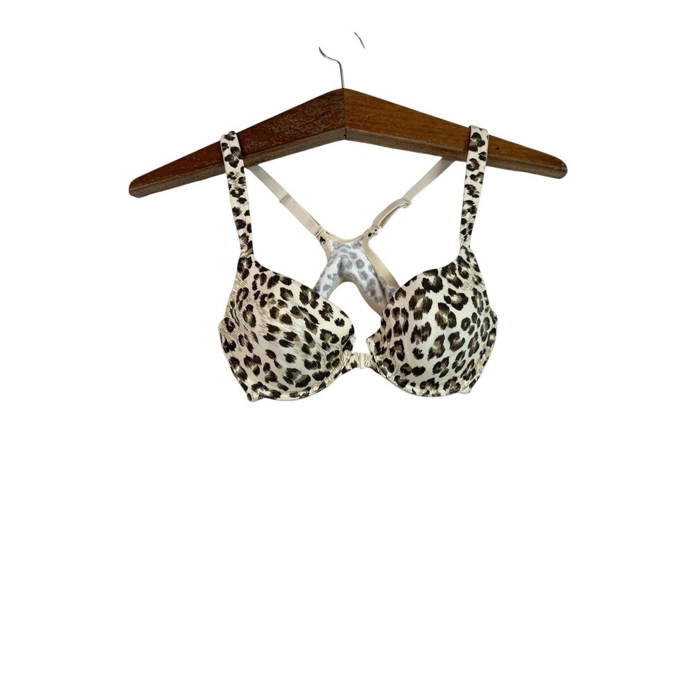 Y2K Victorias Secret Demi Bra 34B Lightly Lined Underwire Leopard Front Closure